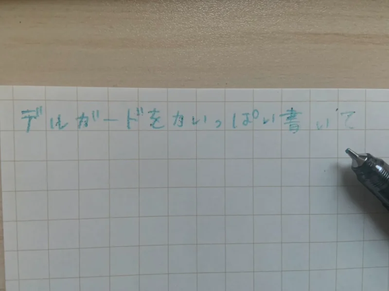 デルガードで力強く書いた