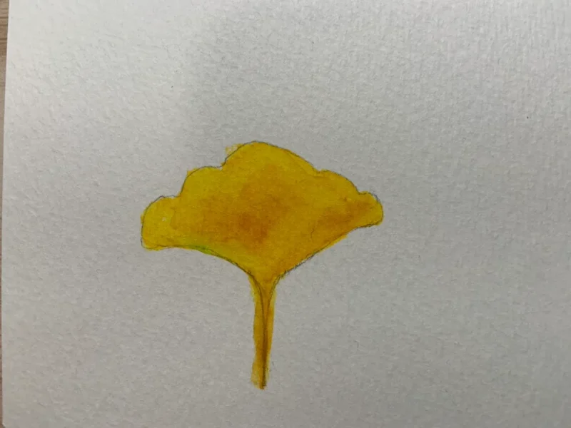 いろふでぺんで色を塗ったイチョウの絵